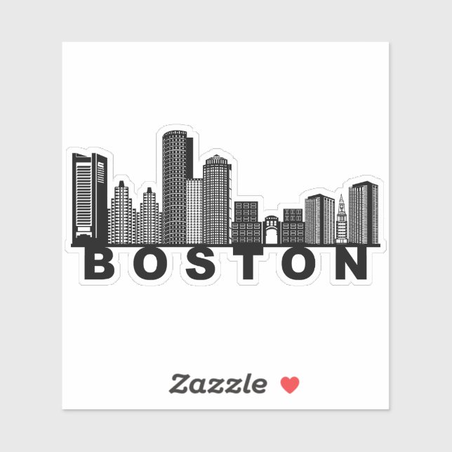 Boston Skyline Silhouette Sticker (Sheet)