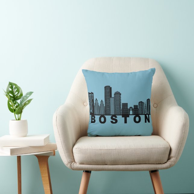 Boston Skyline Silhouette  Throw Pillow (Chair)