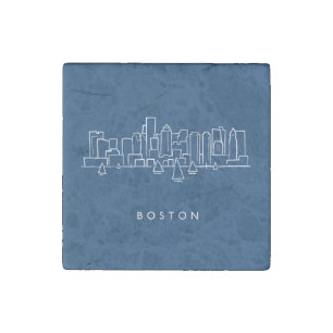 Boston Skyline Stone Magnet