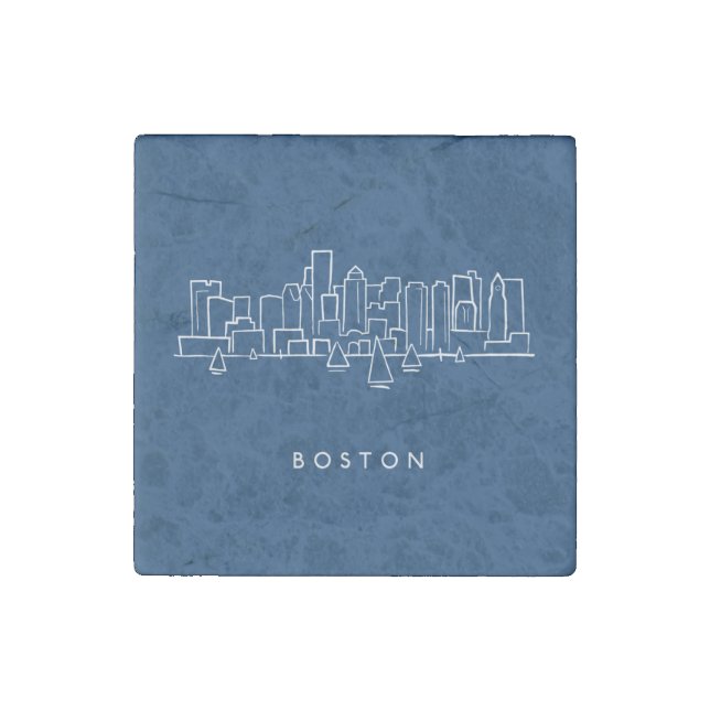 Boston Skyline Stone Magnet (Front)