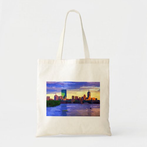 Boston Skyline Sunset Over the Back Bay Tote Bag