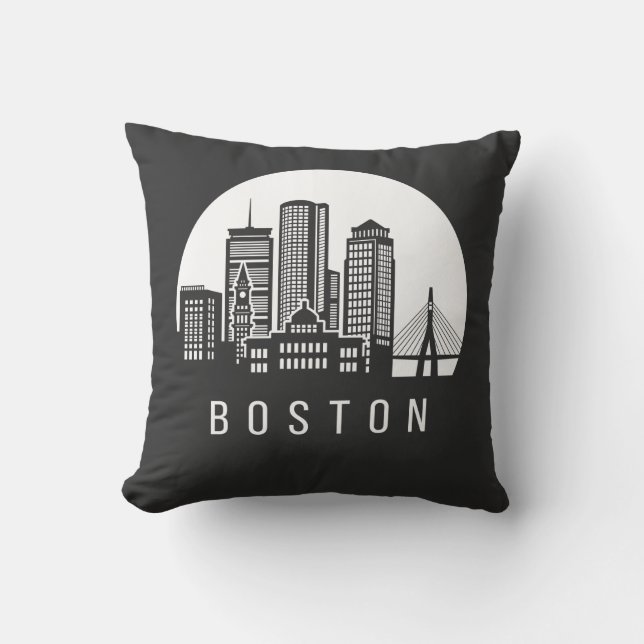 Boston Skyline Throw Pillow (Front)