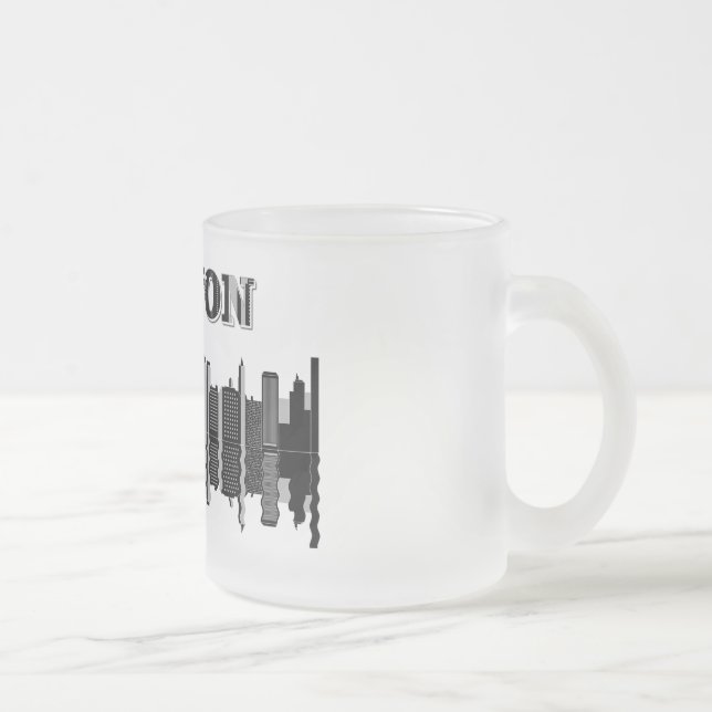 Boston Skyline Typography Frosted Glass Coffee Mug (Right)