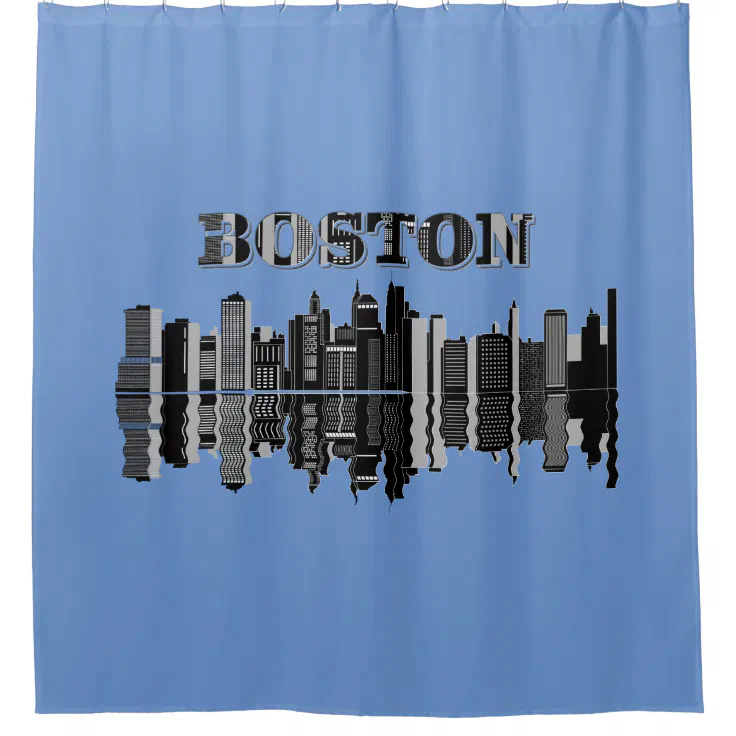 Boston Skyline Typography Shower Curtain Zazzle