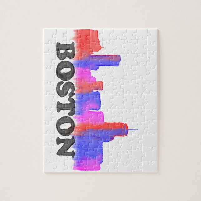 Boston Skyline watercolor Jigsaw Puzzle (Vertical)