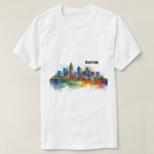 Boston Skyline Watercolor T-Shirt