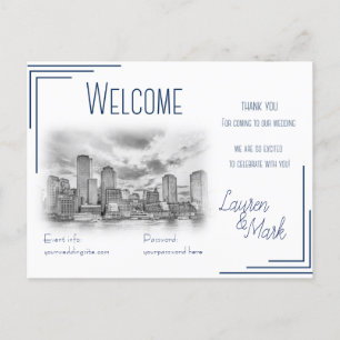 Boston Skyline Wedding Welcome Card For Gift Bags