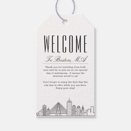 Boston Skyline  Welcome Message Gift Tags