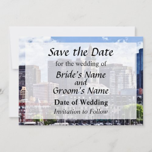 Boston Skyline With Custom House Tower Save Date Save The Date