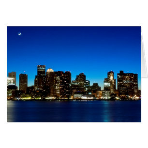 Boston skyline with moon