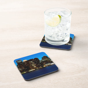 Boston skyline with moon drink coaster