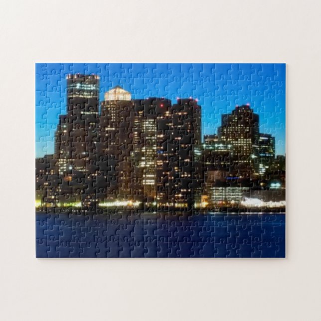 Boston skyline with moon jigsaw puzzle (Horizontal)