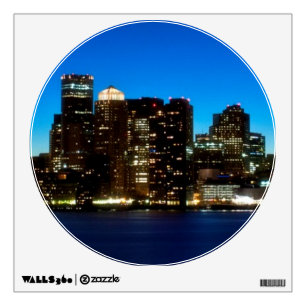 Boston skyline with moon wall decal