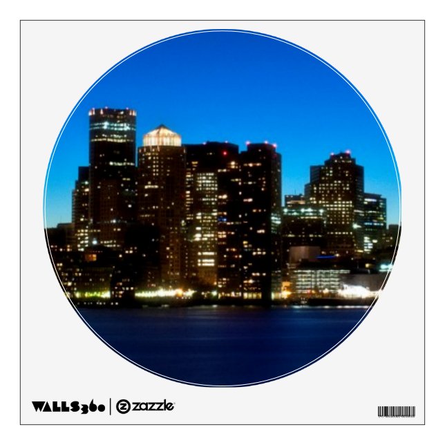 Boston skyline with moon wall decal (Front)