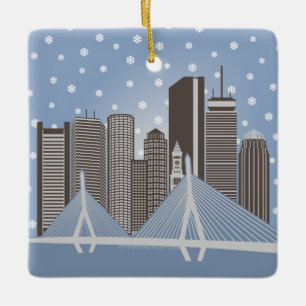 Boston Snowflakes Ceramic Ornament