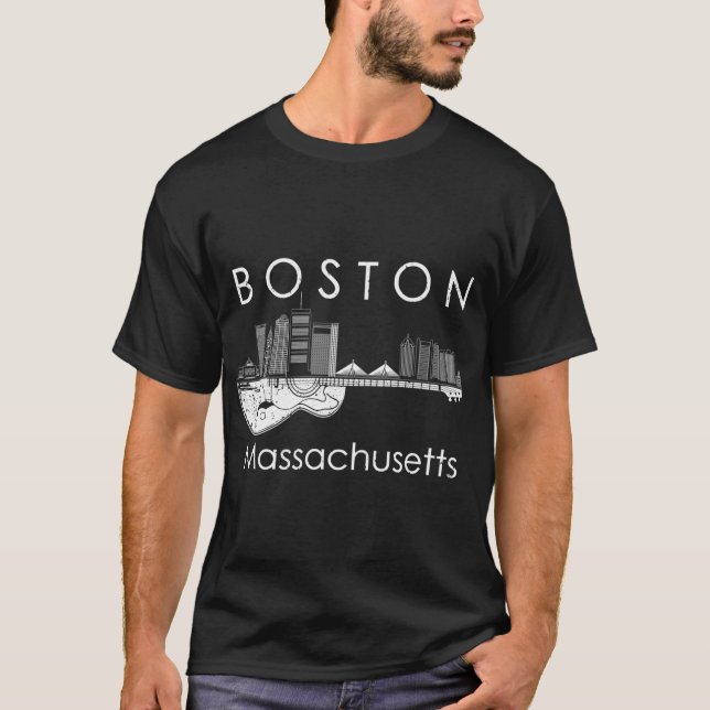 Boston Souvenir Men Massachusetts Gift Skyline Mus T-Shirt (Front)