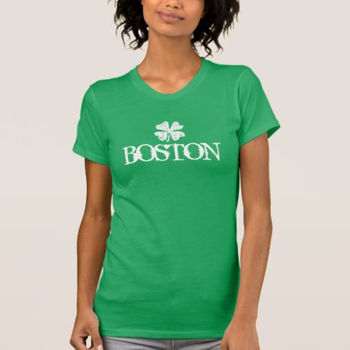 Boston St Patricks Day t shirt with shamrock logo