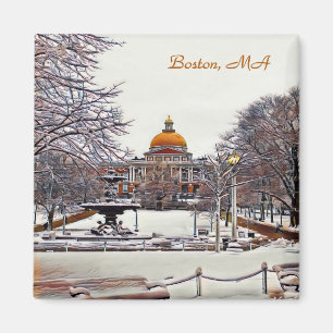 Boston State House in Winter 9870 Magnet