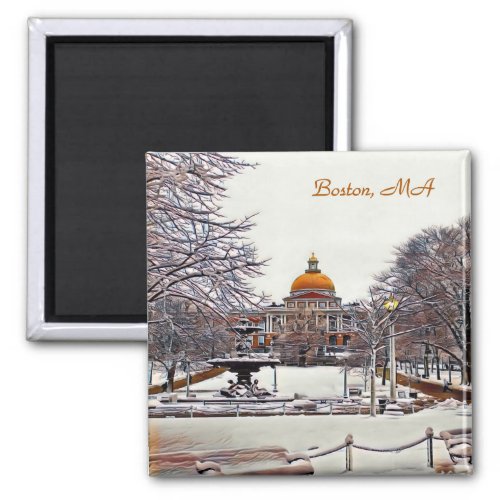 Boston State House in Winter 9870 Magnet