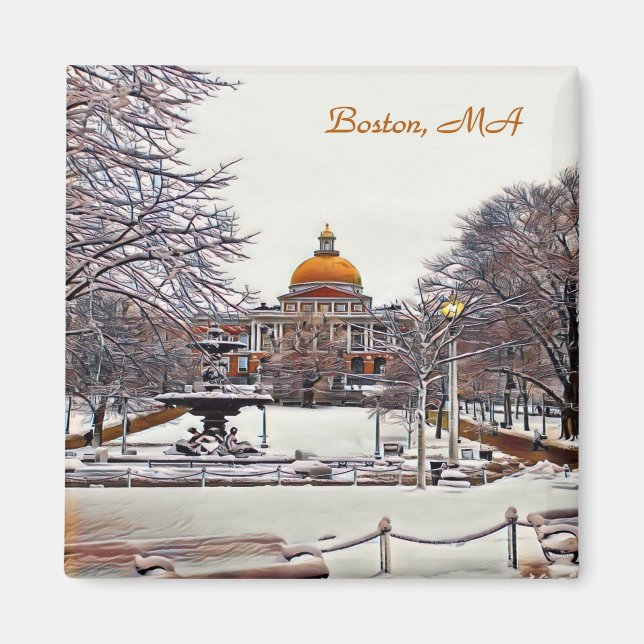Boston State House in Winter 9870 Magnet (Front)