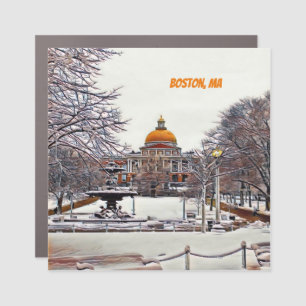 Boston State House in Winter Car Magnet