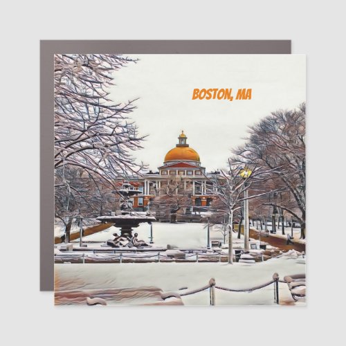Boston State House in Winter  Car Magnet