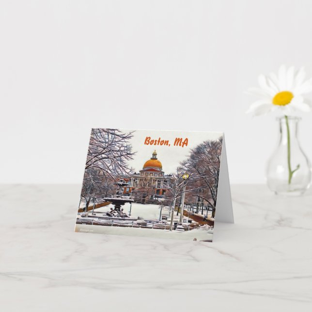 Boston State House in Winter  Card (Small Plant)