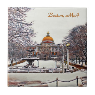 Boston State House in Winter  Ceramic Tile
