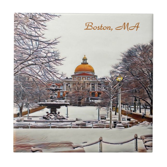 Boston State House in Winter  Ceramic Tile (Front)