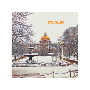 Boston State House in Winter Metal Print