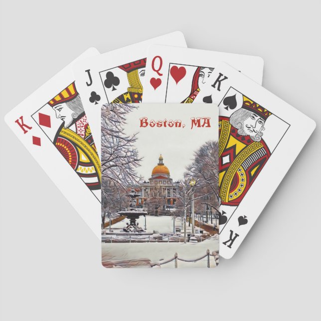 Boston State House in Winter  Poker Cards (Back)