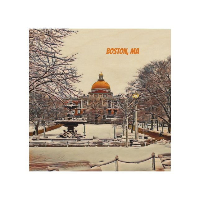 Boston State House in Winter  Wood Wall Art (Front)
