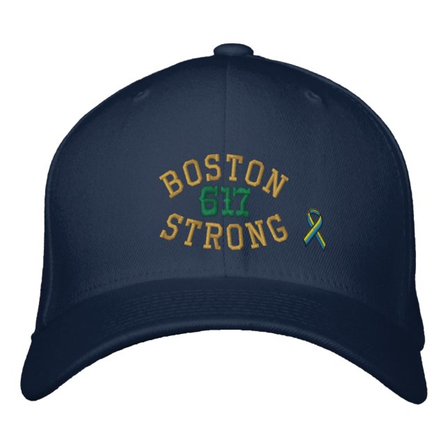 Boston Strong 617 Ribbon Edition Embroidered Baseball Hat (Front)