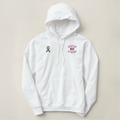 Boston Strong 617 Ribbon Edition Embroidered Hoodie