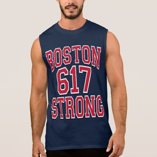 Boston STRONG 617 Typography Sleeveless Shirt (Front)