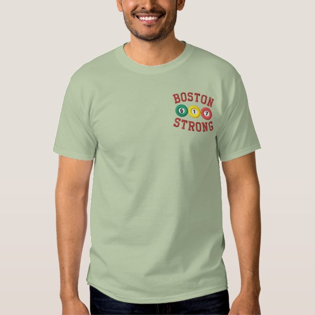 Boston Strong Billiards Pool Shark Embroidered T-Shirt (Front)