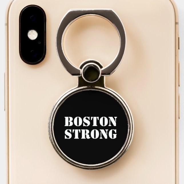 "Boston Strong" black white Phone Ring Stand (Close Up)