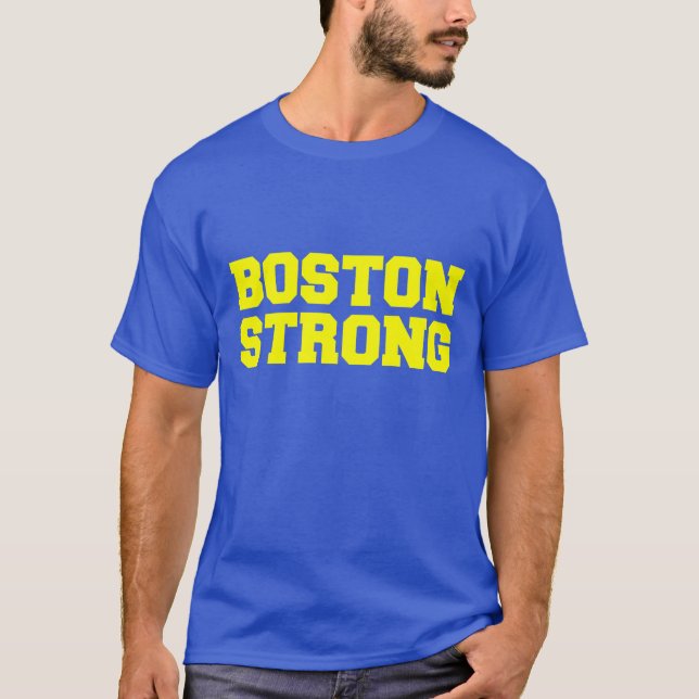boston strong blue yellow t-shirt (Front)