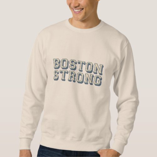 Boston Strong Embossed Cream Style Sweatshirt