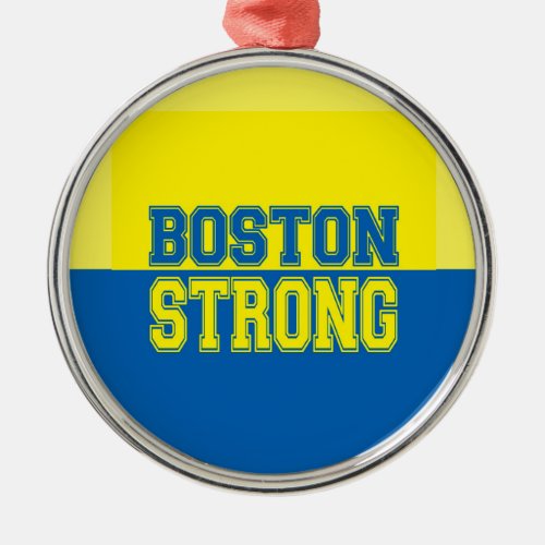 Boston Strong Gift Yellow and Blue Metal Ornament