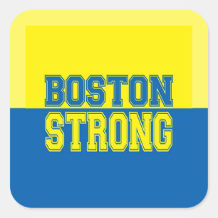 Boston Strong Gift Yellow and Blue Square Sticker