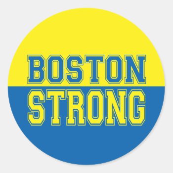 Boston Strong Graphic Style Classic Round Sticker by MustacheShoppe at Zazzle