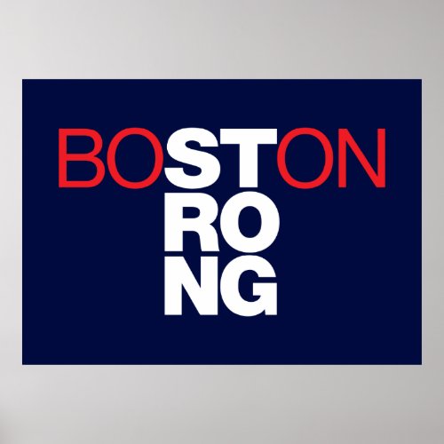 Boston Strong Helvetica Poster on navy blue