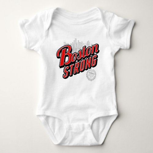 Boston Strong in red and blue decor Baby Bodysuit