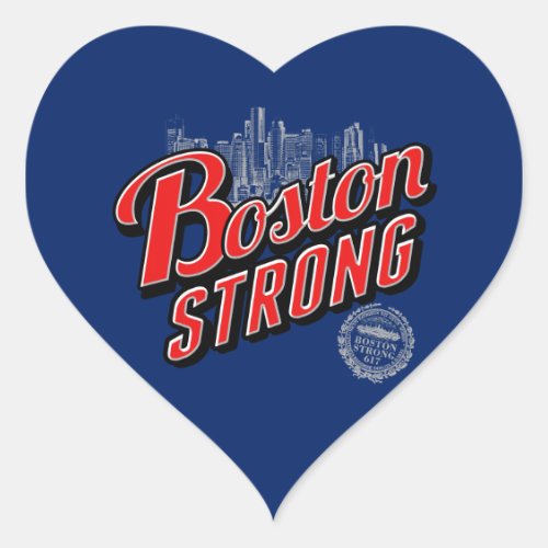 Boston Strong in red and blue decor Heart Sticker