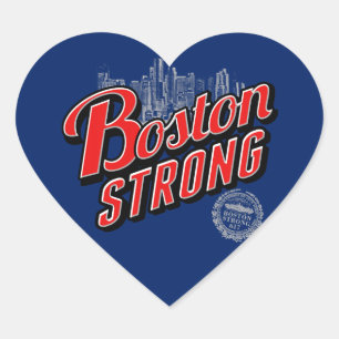Boston Strong in red and blue decor Heart Sticker