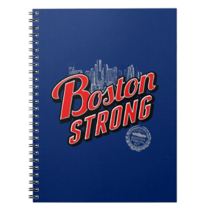 Boston Strong in red and blue decor Notebook