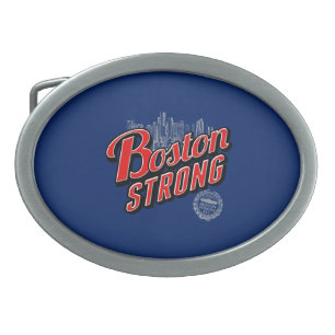 Boston Strong in red and blue decor Oval Belt Buckle