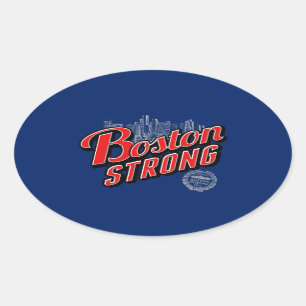 Boston Strong in red and blue decor Oval Sticker