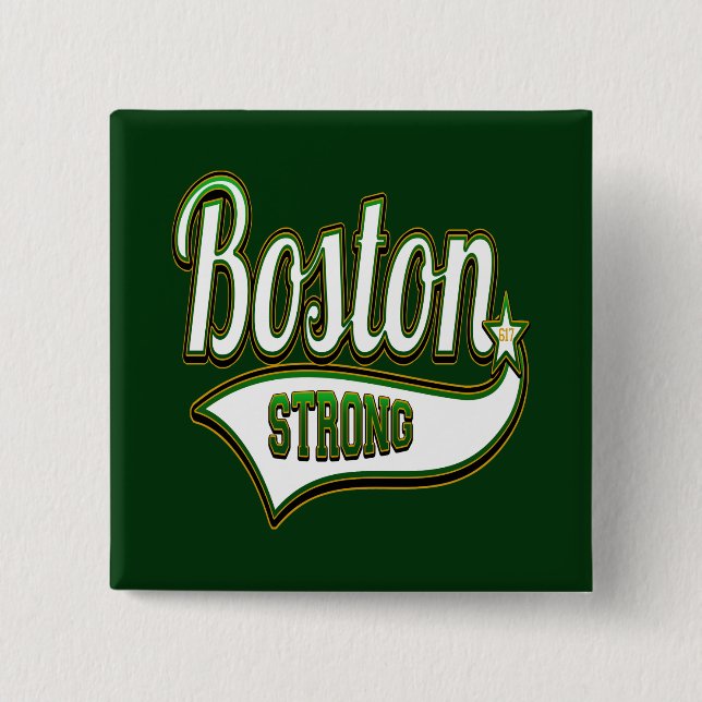 Boston Strong Irish GREEN Pinback Button (Front)